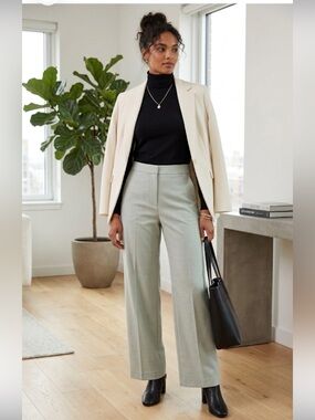 ZARA | Classic Wide-Leg Dress Pants in Sage Green | M